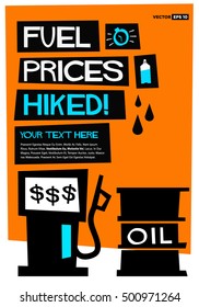 Fuel Prices Hiked! (Flat Style Vector Illustration Quote Poster Design)