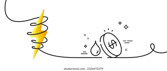 Fuel prices line icon. Continuous one line with curl. Petrol price sign. Diesel rate symbol. Fuel price single outline ribbon. Loop curve with energy. Vector