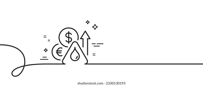 Fuel prices line icon. Continuous one line with curl. Petrol price sign. Diesel rate symbol. Fuel price single outline ribbon. Loop curve pattern. Vector