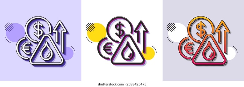 Fuel prices line icon. Halftone dotted pattern. Gradient icon with grain shadow. Petrol price sign. Diesel rate symbol. Line fuel price icon. Various designs. Vector