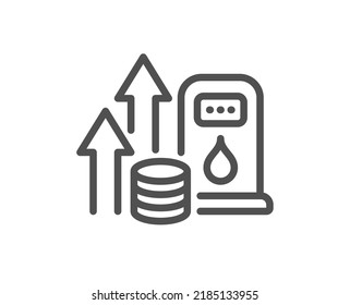 Fuel prices line icon. Petrol price sign. Diesel rate symbol. Quality design element. Linear style fuel price icon. Editable stroke. Vector