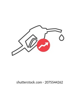 fuel pump with arrow icon, increase of oil prices concept- vector illustration