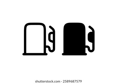 Fuel pump black and white icon set Vector