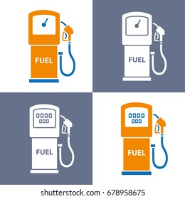 Fuel pump, gas or petrol filling station vector icons.