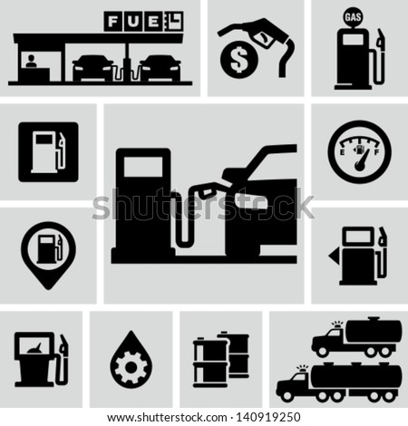 Fuel pump, gas station icons