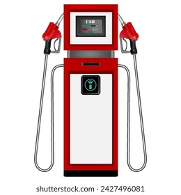 Fuel pump. Gas station. Gas station. Set of fuel pumps from different sides.Wireless, contactless or cashless payments, rfid nfc	. Isolated vector illustration