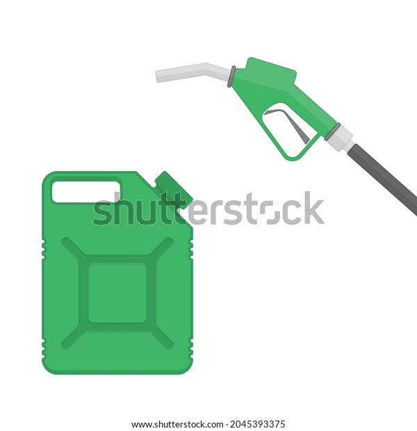 Fuel pump and gasoline\
canisters sign in modern flat style. Gas station icon isolated on\
white background. Fuel or Petrol station emblem. Vector\
illustration. EPS 10. 