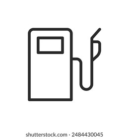 Fuel pump with hose and nozzle, linear style icon. refueling station. Editable stroke width