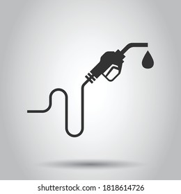 Fuel pump icon in flat style. Gas station sign vector illustration on white isolated background. Petrol business concept.