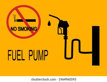 Fuel Pump . Fuel Pump icon .Petrol pump. Gas station, Fuel background.  flat design .Gasoline pump nozzle with drop.Warning No smoking.
