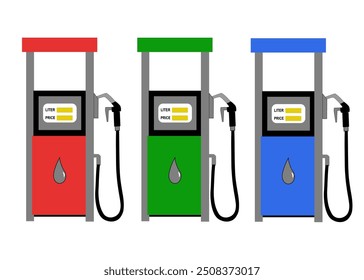 Bomba de combustível . Ícone da bomba de combustível. Bomba de gasolina. Posto de gasolina, fundo de combustível. design plano. Bocal da bomba de gasolina com queda.
