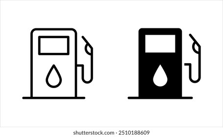 Conjunto de iconos de la bomba de combustible. Diseño del icono de la gasolinera. Ilustración vectorial sobre fondo blanco