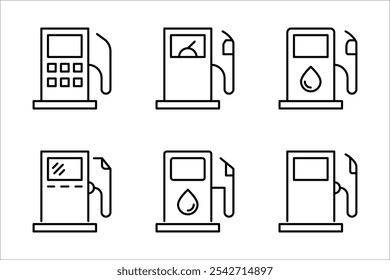 Fuel pump icon set, Gas station icon design, High quality editable stroke for mobile apps, web design, websites, online shops etc, vector illustration on white background.