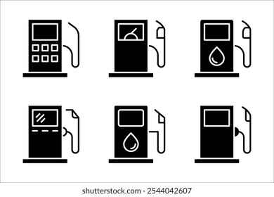 Fuel pump icon set, Gas station icon design, High quality editable stroke for mobile apps, web design, websites, online shops etc, vector illustration on white background.