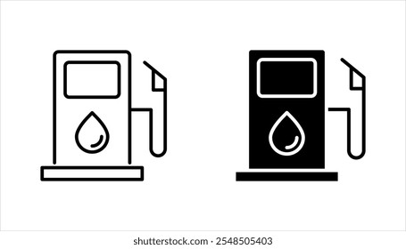 Conjunto de iconos de bomba de combustible, diseño de iconos de gasolinera, carrera editable de alta calidad para App móviles, Diseño web, Sitios web, tiendas en línea, etc., Ilustración vectorial sobre fondo blanco.