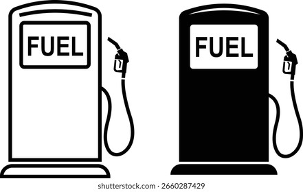 Conjunto de ícones da bomba de combustível. Posto de gasolina, sinais de ícone da bomba de gasolina isolados no fundo transparente. Símbolo de recombustível adequado para energia, indústria e design gráfico do veículo. Ilustração vetorial.