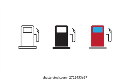 Conjunto de iconos de la bomba de combustible. Diseño del icono de la gasolinera. Ilustración vectorial sobre fondo blanco