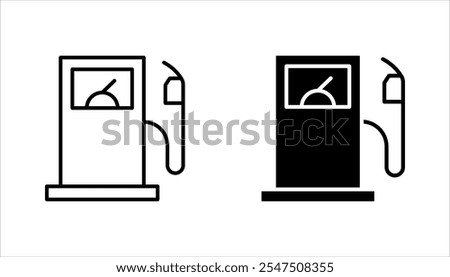 Fuel pump icon set, Gas station icon design, High quality editable stroke for mobile apps, web design, websites, online shops etc, vector illustration on white background.