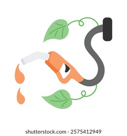 Fuel pump with leaf, symbolizing plant based biofuel