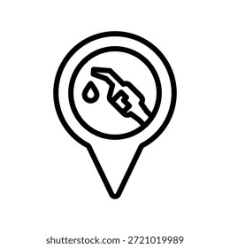 Icono de ubicación de la bomba de combustible, Gráficos de Vector de línea