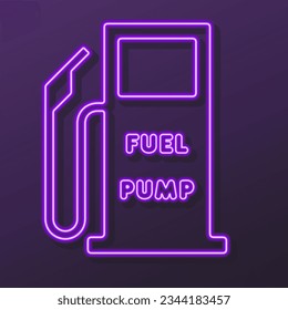 señal de neón de bomba de combustible, diseño moderno de banner brillante, coloridas tendencias de diseño moderno sobre fondo negro. Ilustración vectorial.