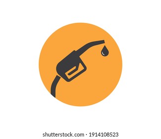 Fuel Pump Nozzle And Drop Isolated. Gas Filling Station Vector Icon.