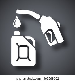 Fuel pump nozzle and gas can, stock vector