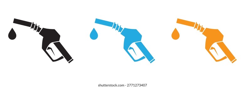 Fuel Pump Nozzle Icon in Outline and Solid Style – Gas Station, Petrol Dispenser and Energy Symbol Vector Isolated on White Background	