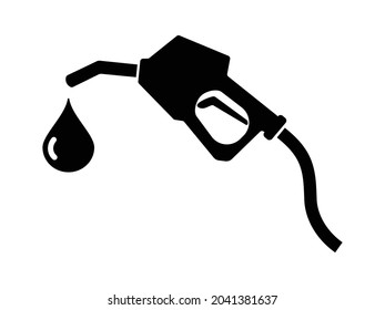 Fuel pump nozzle sign.Gasoline, Gas station icon. Vector illustration of fueling nozzle gasoline, diesel, gas isolated on white background. Petroleum fuel pump template. Pump nozzle, oil dripping.