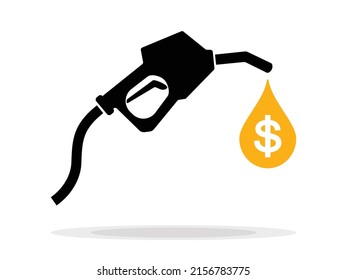 Fuel pump nozzle sign.Gasoline, Gas station icon. Vector illustration of fueling nozzle gasoline, diesel, gas isolated on white background. Petroleum fuel pump template. Pump nozzle, oil dripping.