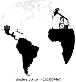 Fuel pump, oil stuck in half of the world, white background vector work