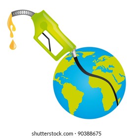 fuel pump with planet over white background. vector