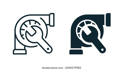 Fuel pump repair icons on white background. Vector illustration.