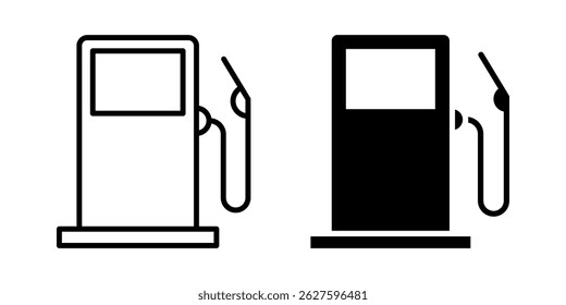 Icono del conjunto de la bomba de combustible, diseño de línea Símbolo aislado fondo blanco. Ilustración vectorial. color editable.