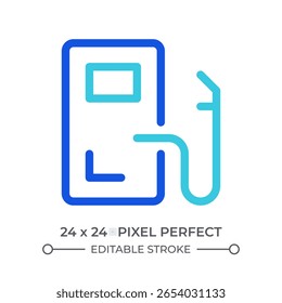 Fuel pump station colorful line ui icon. Refueling service. Petroleum business, diesel. Industrial, engineering. Isolated vector duotone linear symbol. User interface element, pixel perfect