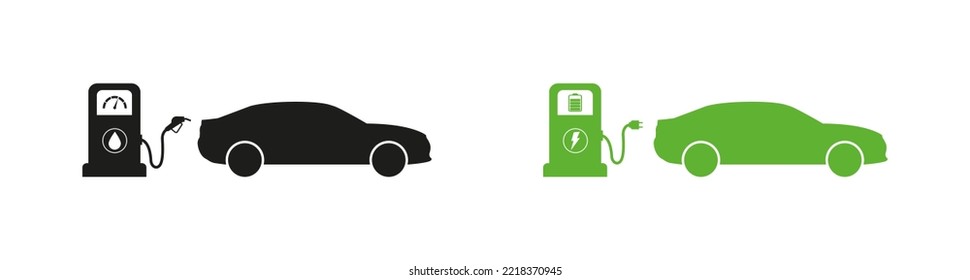 Fuel pump station and electric charging station icon vector.  Vector icon isolated on white background. eps10