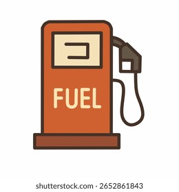Fuel pump station with "FUEL" text. Perfect for road trip, refueling, and travel design themes.