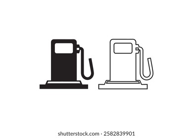 fuel pump station vector silhouette isolated in white background