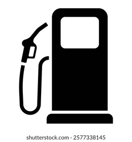 Fuel pump vector icon. Gas station refueling symbol. Energy and transportation illustration. Black silhouette isolated on white background.