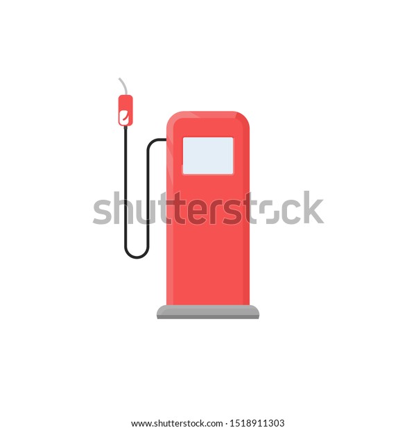 Fuel red flat
colored retro petrol gas
station