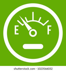 Fuel sensor icon white isolated on green background. Vector illustration