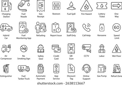 Fuel and Service Icon Set Vector Illustration.