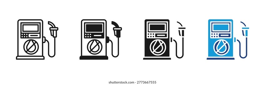 Fuel Shortage icon set multiple style collection