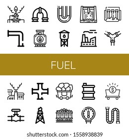 fuel simple icons set. Contains such icons as Pollution, Pipe, Tank, Water tower, Dam, Factory, Hydro power, Pipes, Pumpjack, Coal, Barrel, can be used for web, mobile and logo