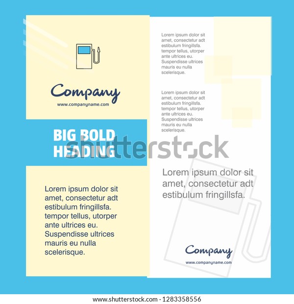 Fuel\
station Company Brochure Title Page Design. Company profile, annual\
report, presentations, leaflet Vector\
Background