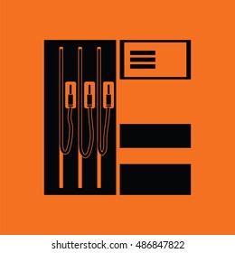Fuel station icon. Orange background with black. Vector illustration.