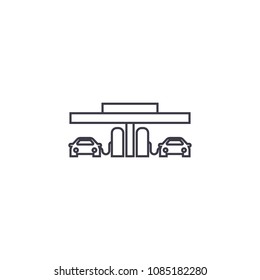 fuel station vector line icon, sign, illustration on background, editable strokes