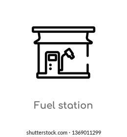 fuel station vector line icon. Simple element illustration. fuel station outline icon from industry concept. Can be used for web and mobile