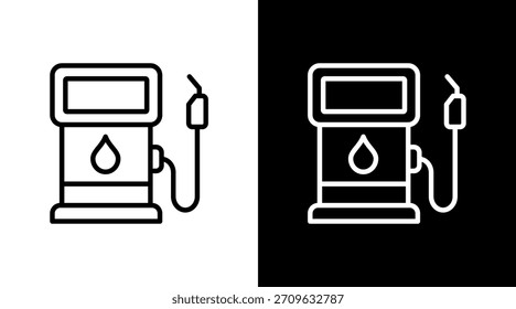 Diseño de conjunto de iconos blancos de la estación de combustible
