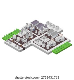 Almacenamiento de combustible isométrico ilustrado en Vector